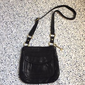 Fossil black leather crossbody purse